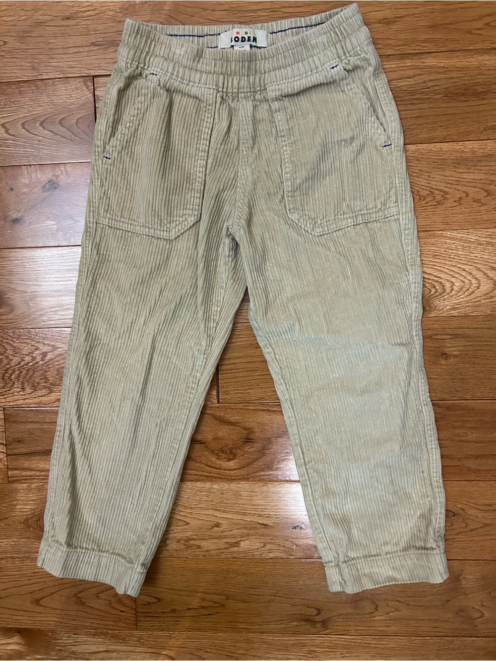 Mini Boden Kids Corduroy Pants 4-5Y Beige Pull On Elastic Waist Pockets